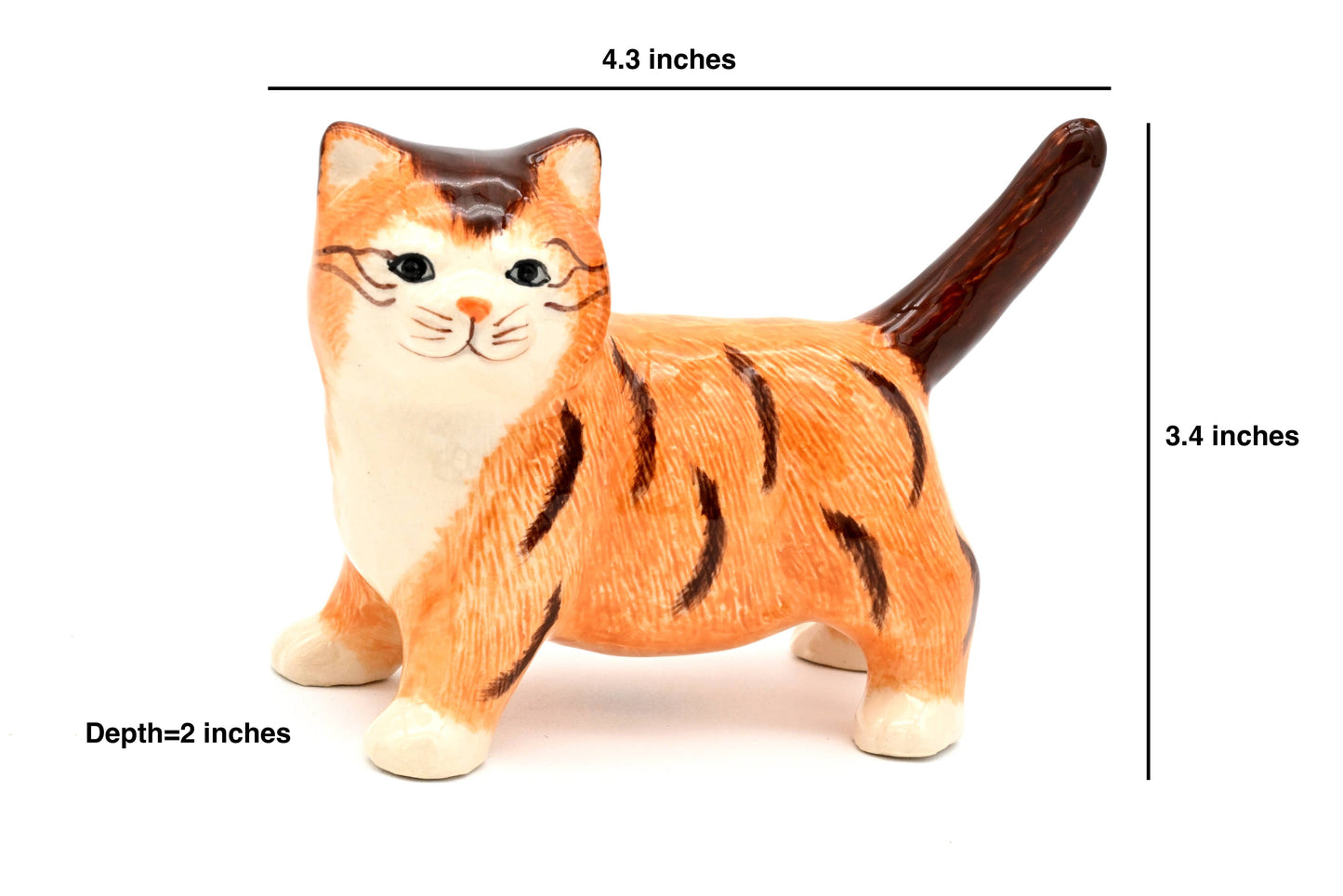 Decorative Miniature Ceramic Tiny Orange Tabby Cat