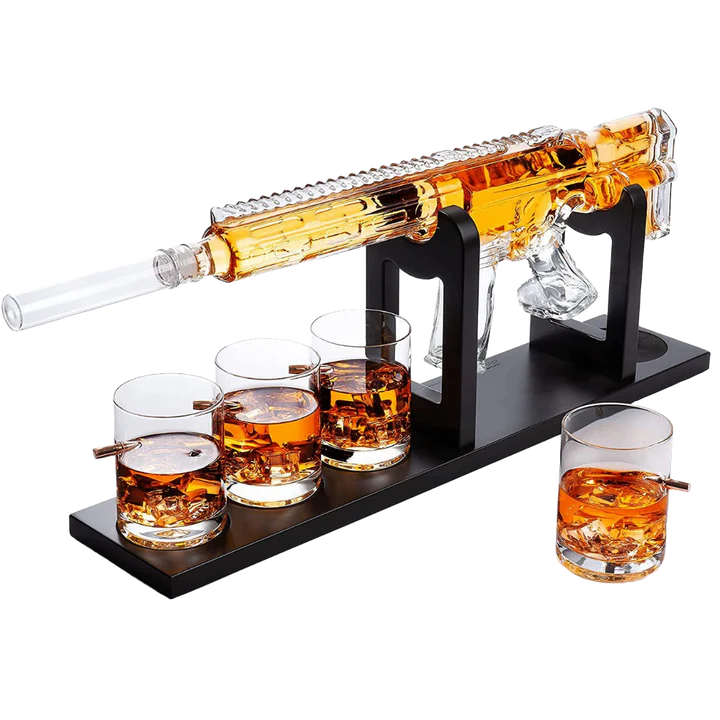 AR15 Whiskey Gun Decanter Set 1000 ml & 4 12oz Bullet Glasses