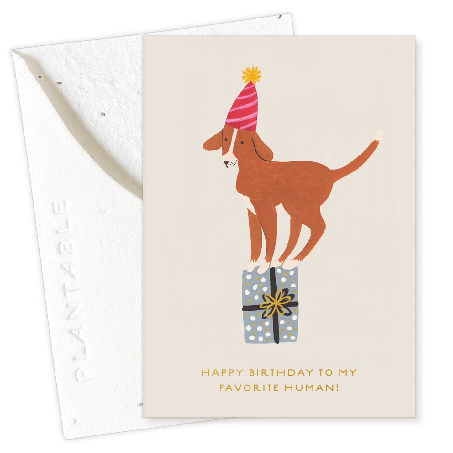 Birthday Dog Sprout - Bday Mini Greeting Card (2.5" x 3.5")