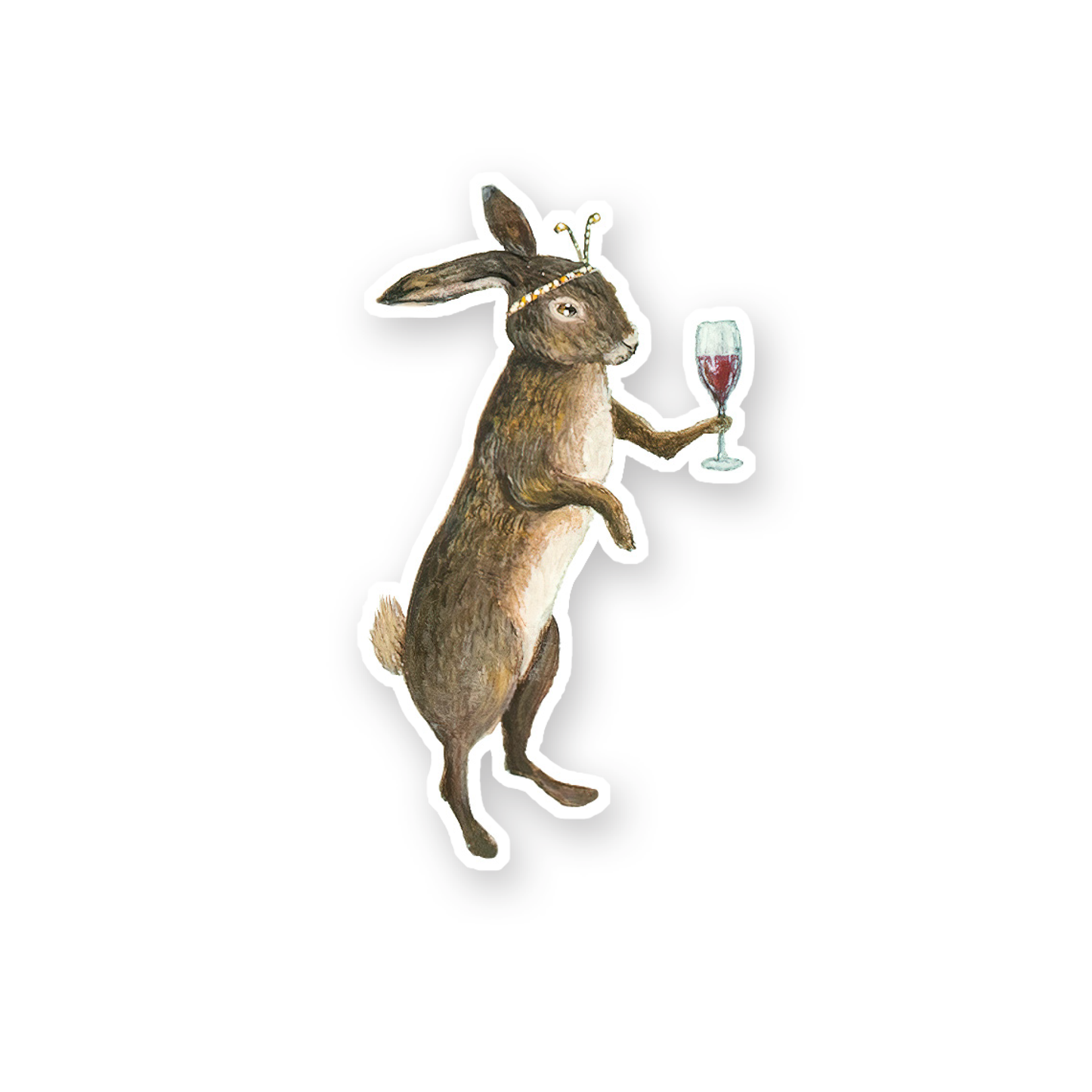 Wine Rabbit // Die Cut Vinyl Sticker