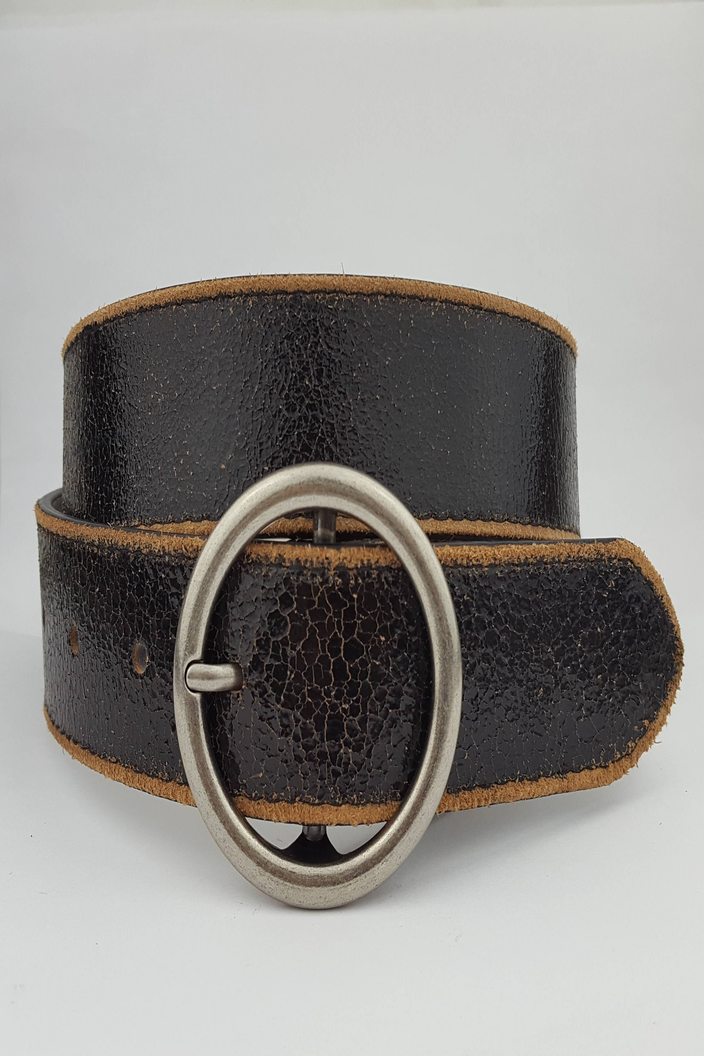 Vintage Leather Belt with Distressed Edge