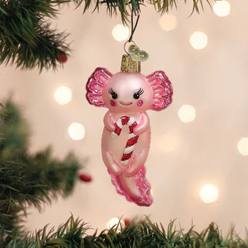 Axolotl With Candy Cane Ornament