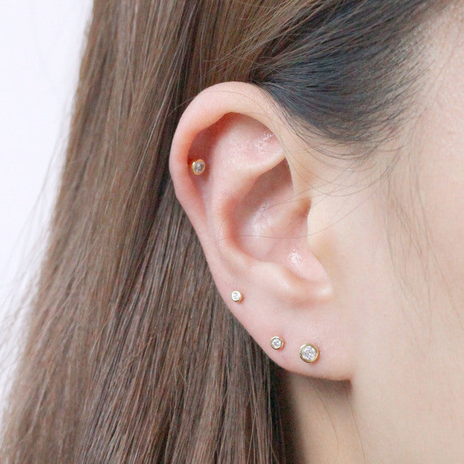 Tiny Crystal Screw Back Earring