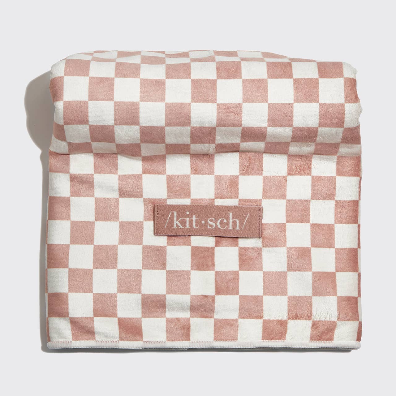 Extra Large Quick-Dry Hair Towel Wrap | Terracotta Checker