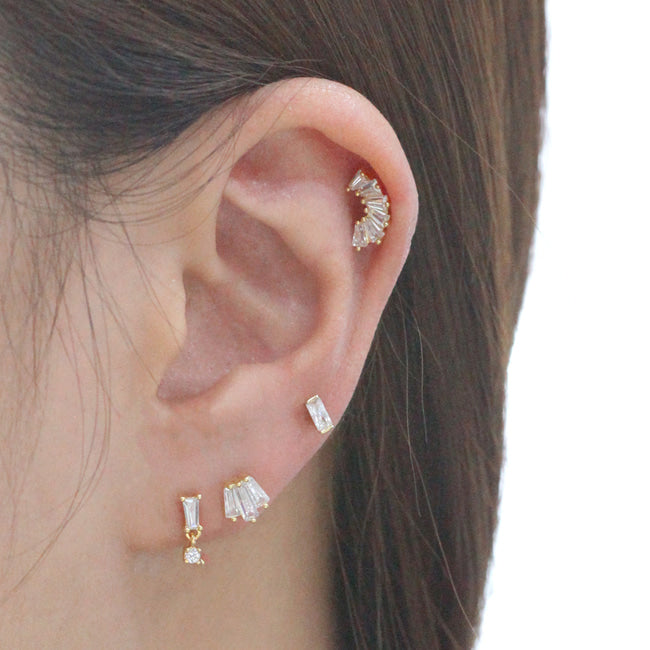 Tiny Keystone Screw Back Earring