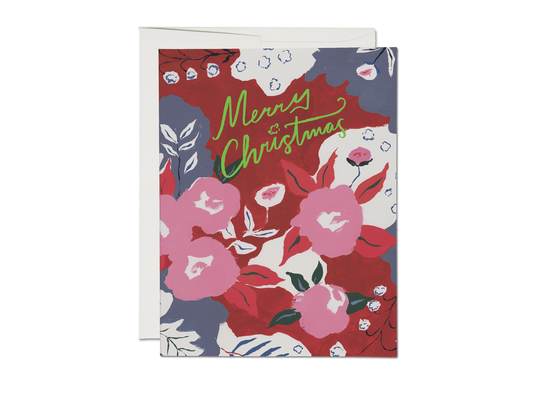 Ruby Red Flower Christmas greeting card: Singles