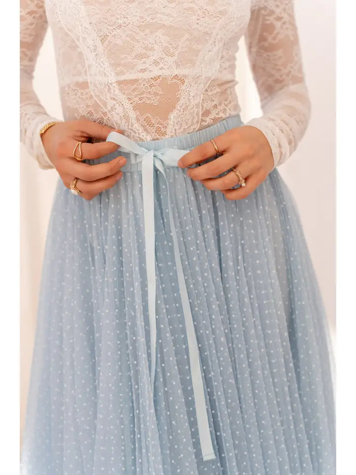 Aria Tulle Plumetis Skirt - Sky Blue