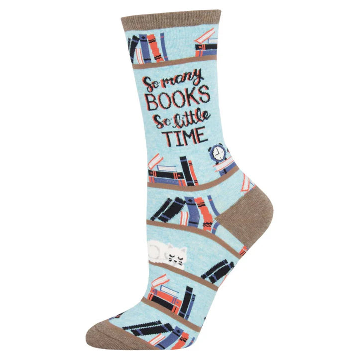 Time For a Good Book Blue Heather Socks