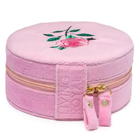 Velvet Jewelry Zip Case / Travel Organizer - Rose - Pink