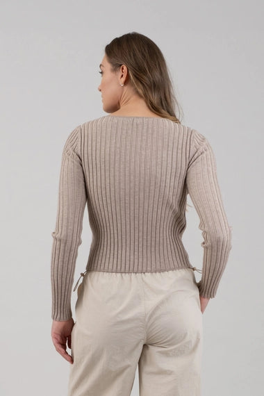 Long Sleeve Twofer Ribbed Sweater