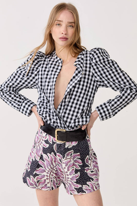 Lilium Poplin Shirt | Black + White Vichy Checks