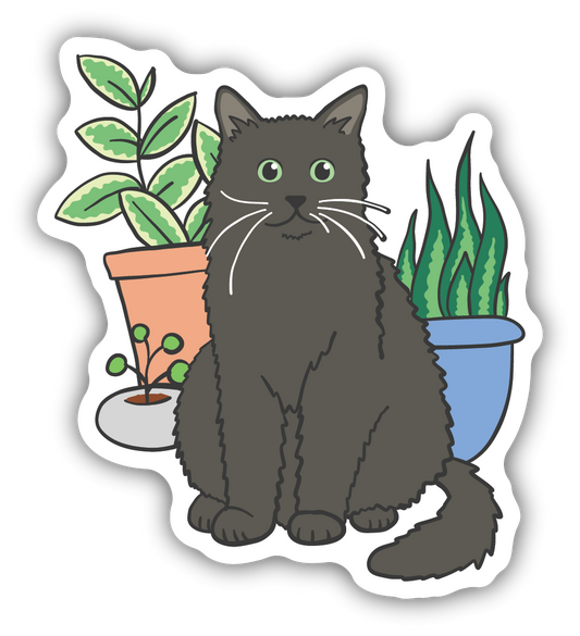 Cat With Plants Sticker