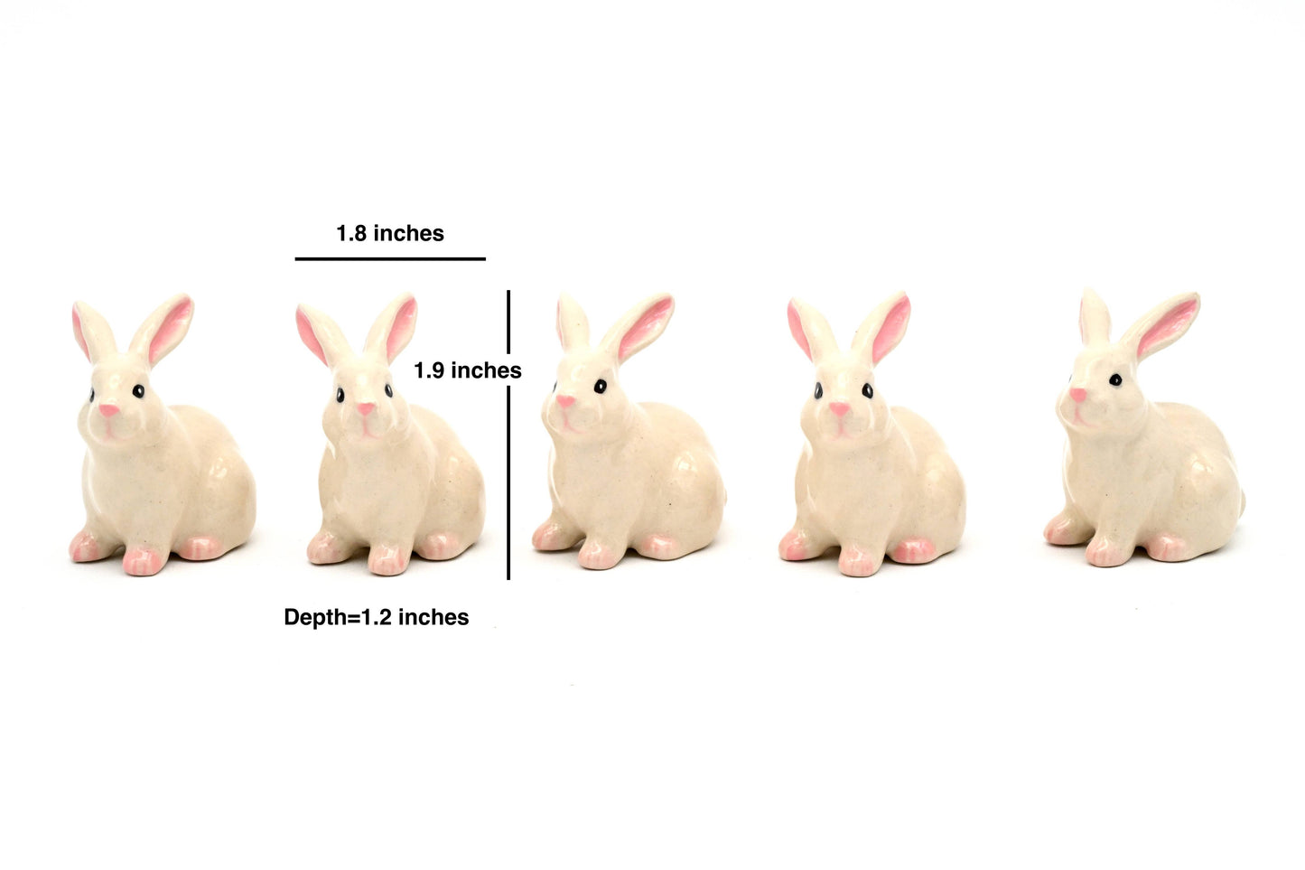 Miniature Ceramic Tiny Small White Rabbits | Individual