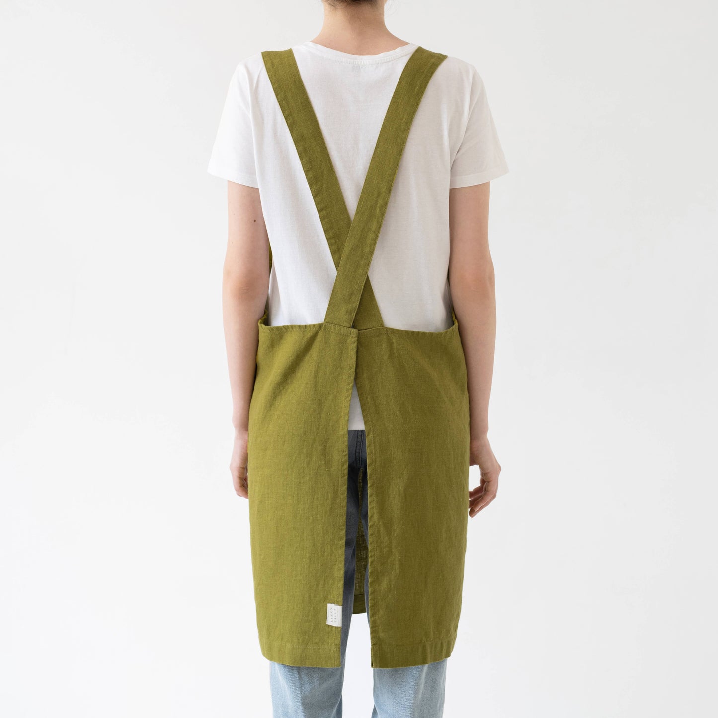 Crossback Apron | Moss Green Linen