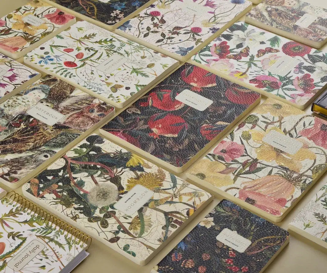 Vegan Leather A5 Notebook - Forest Flowers 