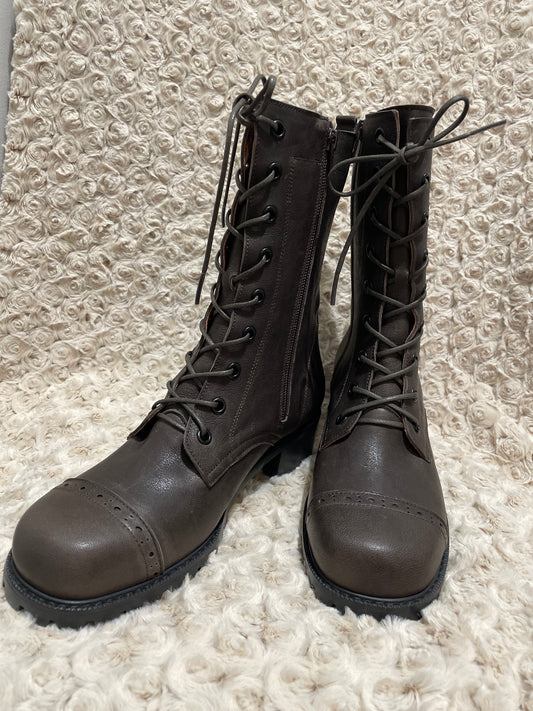 Lace-Up Mid-Calf Boots