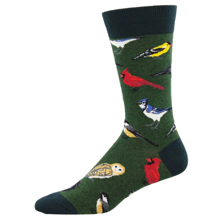 Bird is the Word Green Heather Socks