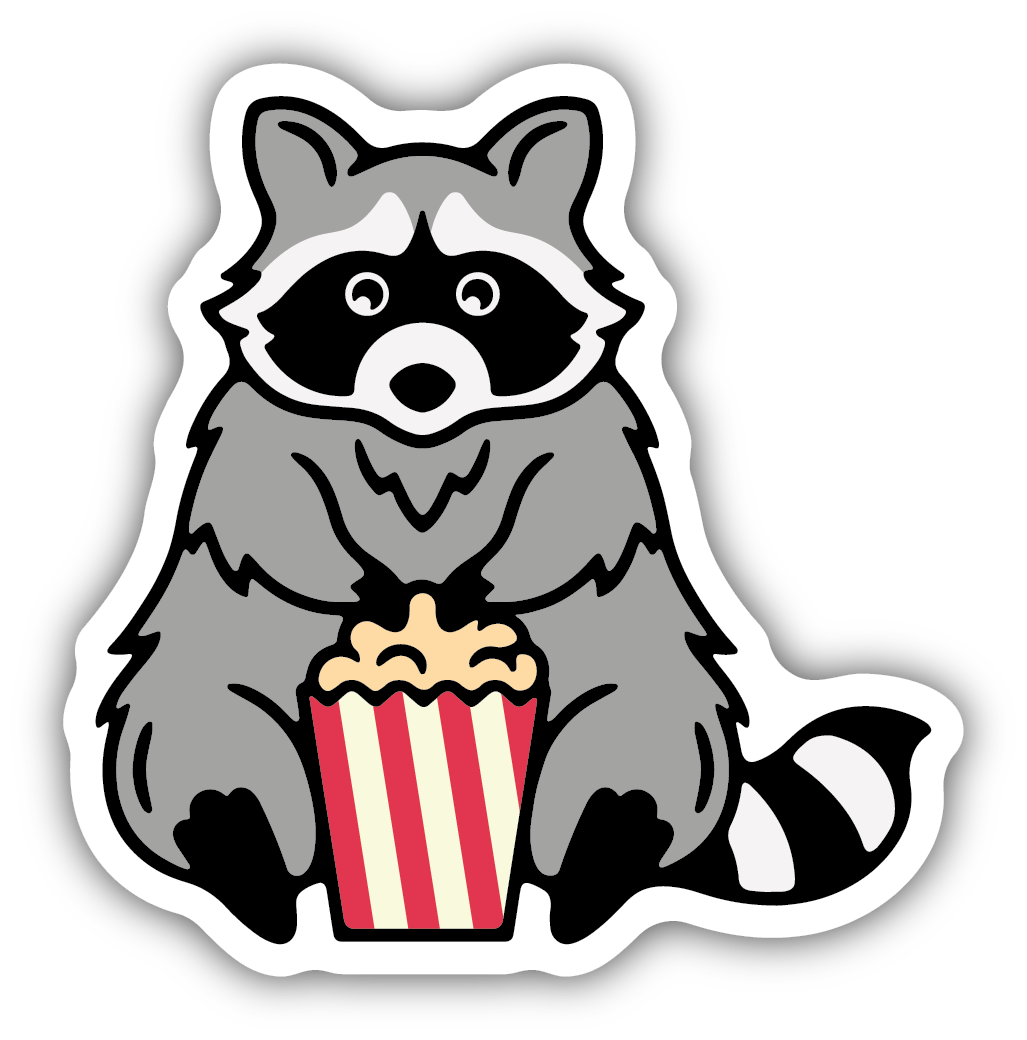 Raccoon With Popcorn Sticker