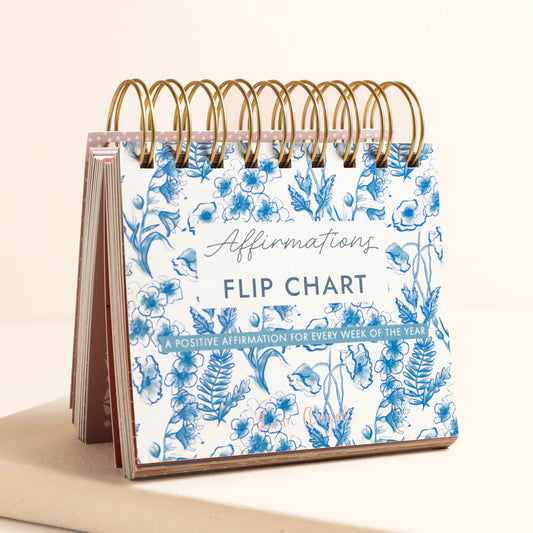 Blue Wildflower Print Affirmations Desktop Flip Chart