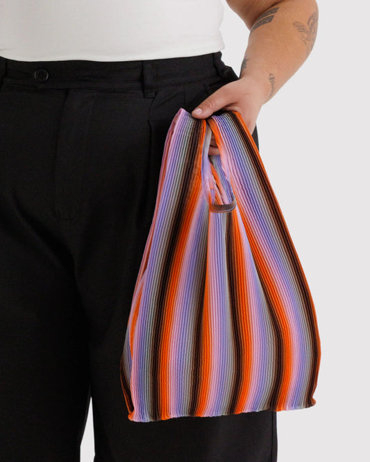 Pleated Baggu - Gradient Stripe Poppy & Lilac