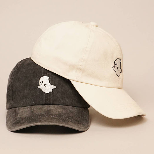 Ghost Embroidered Cotton Baseball Dad Cap