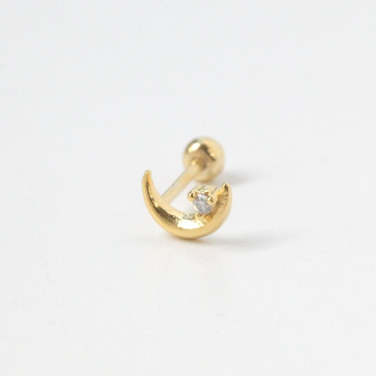 Tiny Moon Beam Screw Back Earring