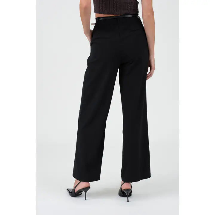 High Waist Pleated Wide Leg Dress Pants