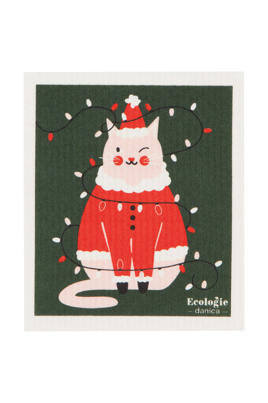 Festive Feline Swedish Dish Cloth