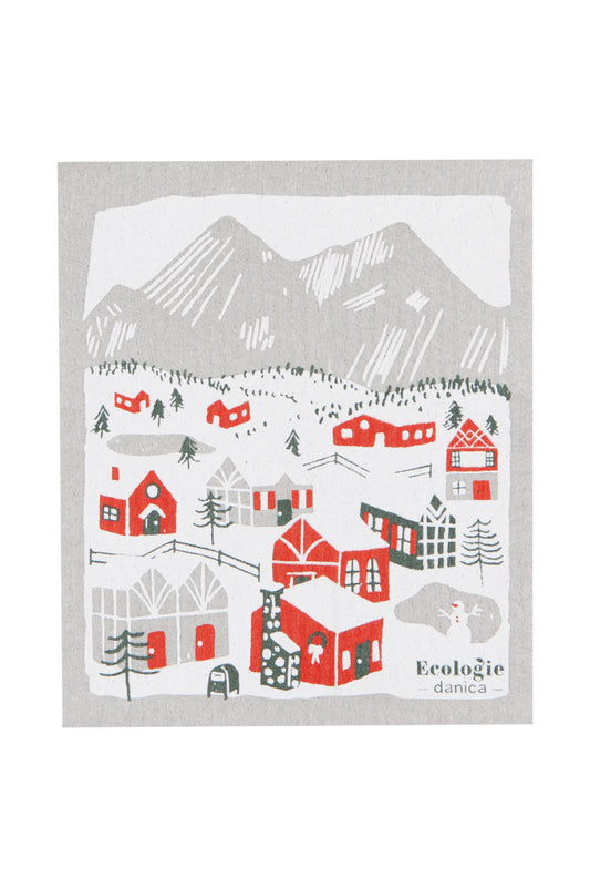 Snowy Village Swedish Dish Cloth