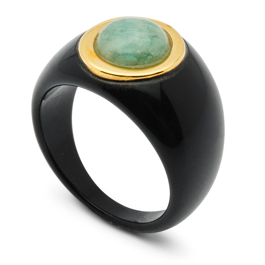 Black Resin Ring Amazonite