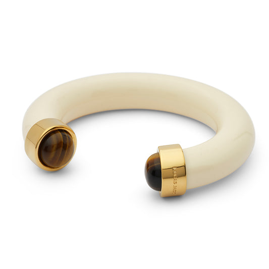 Large Ivory Resin Bracelet with Stones