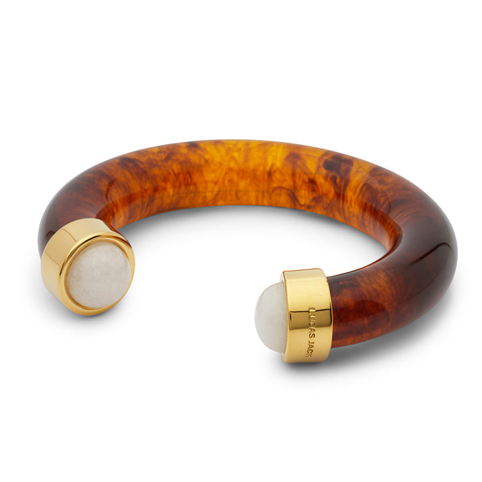 Large Tortoise Shell Resin Bracelet with Stones