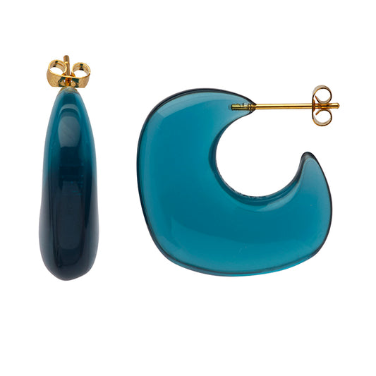 Deep Sea Blue Resin Earrings