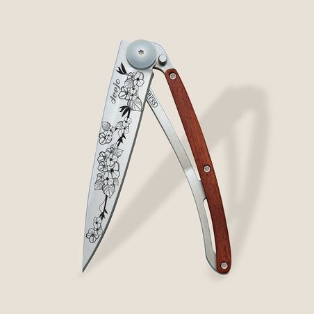 Deejo 37G Cherry Blossom Pocket Knife | Coral Wood