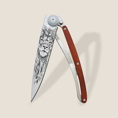 Deejo 37G Coral Wood / Lion Pocket Knife