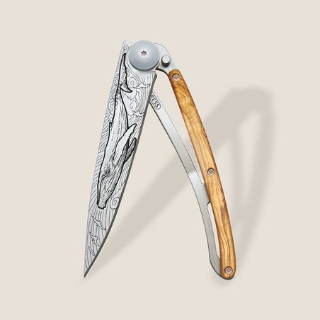 Deejo 37G Whale Pocket Knife | Olive Wood