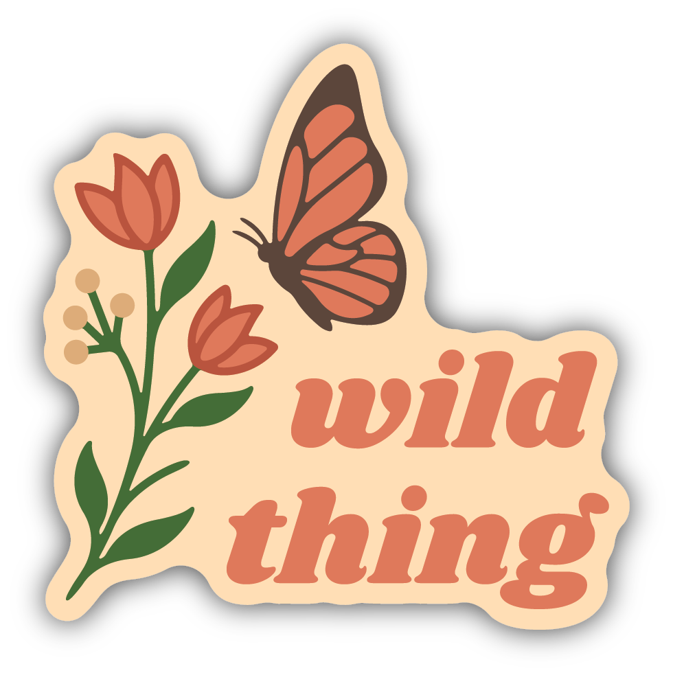 Wild Thing Flower With Butterfly Sticker