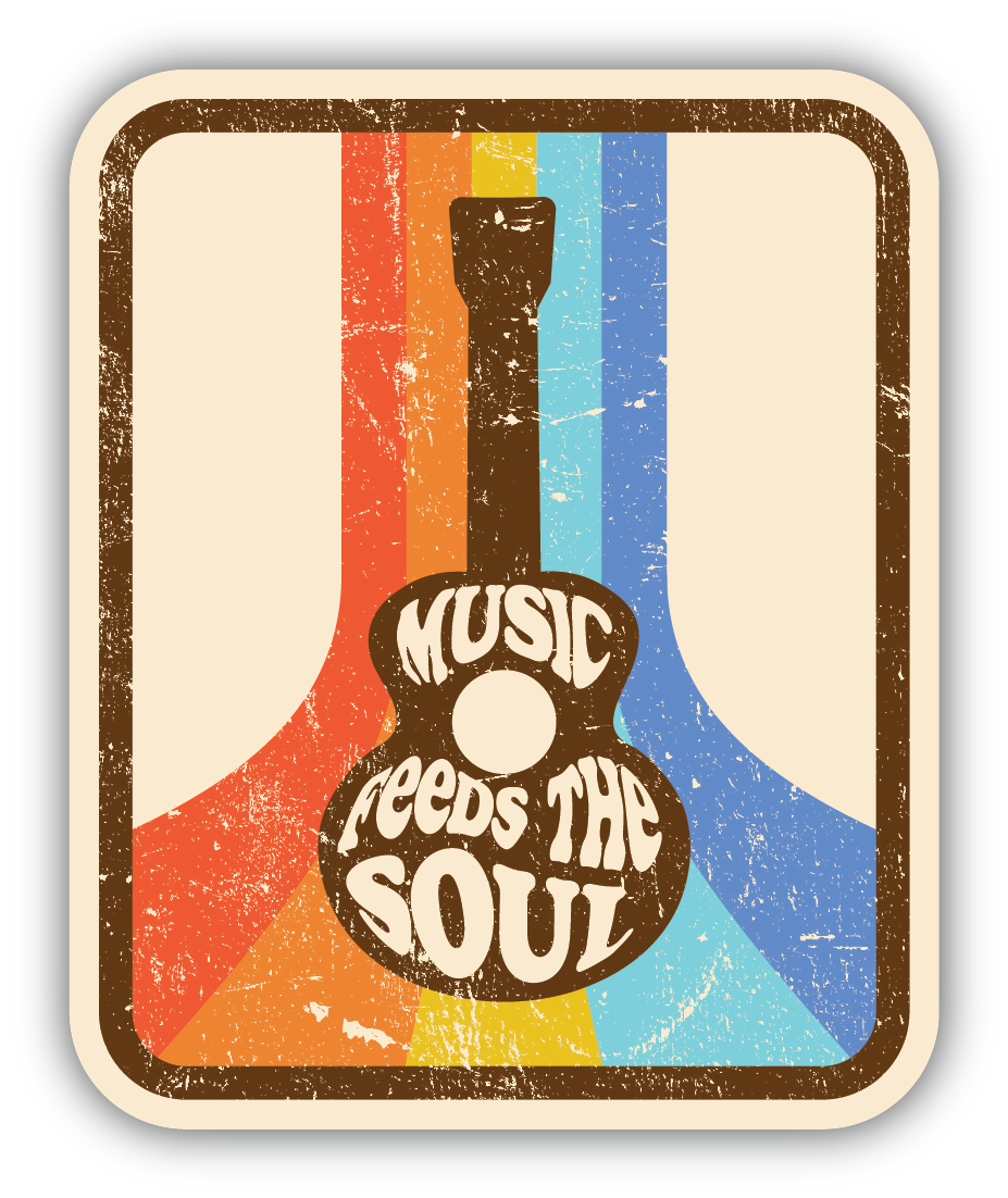 Music Feeds The Soul Guitar Sticker