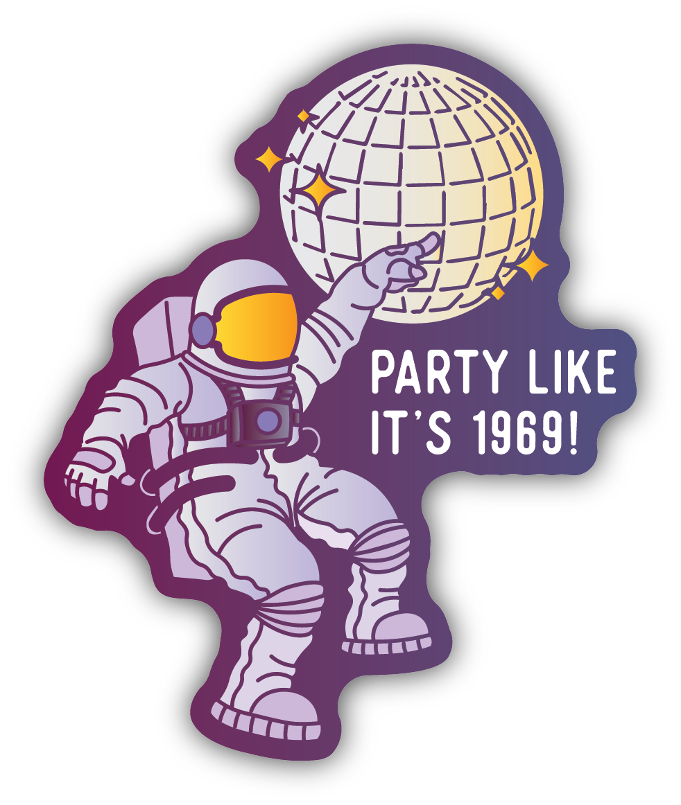 Party Like It's 1969 Disco Astronaut Sticker