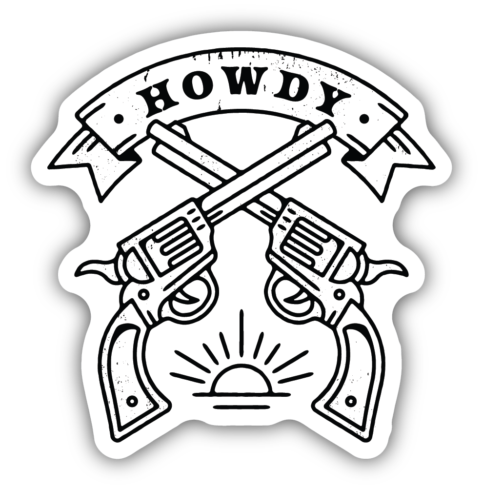 Howdy Crossed Revolvers Sticker