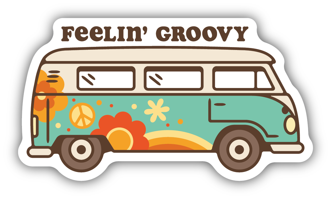 Feelin Groovy Hippie Van Sticker