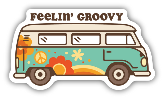 Feelin Groovy Hippie Van Sticker