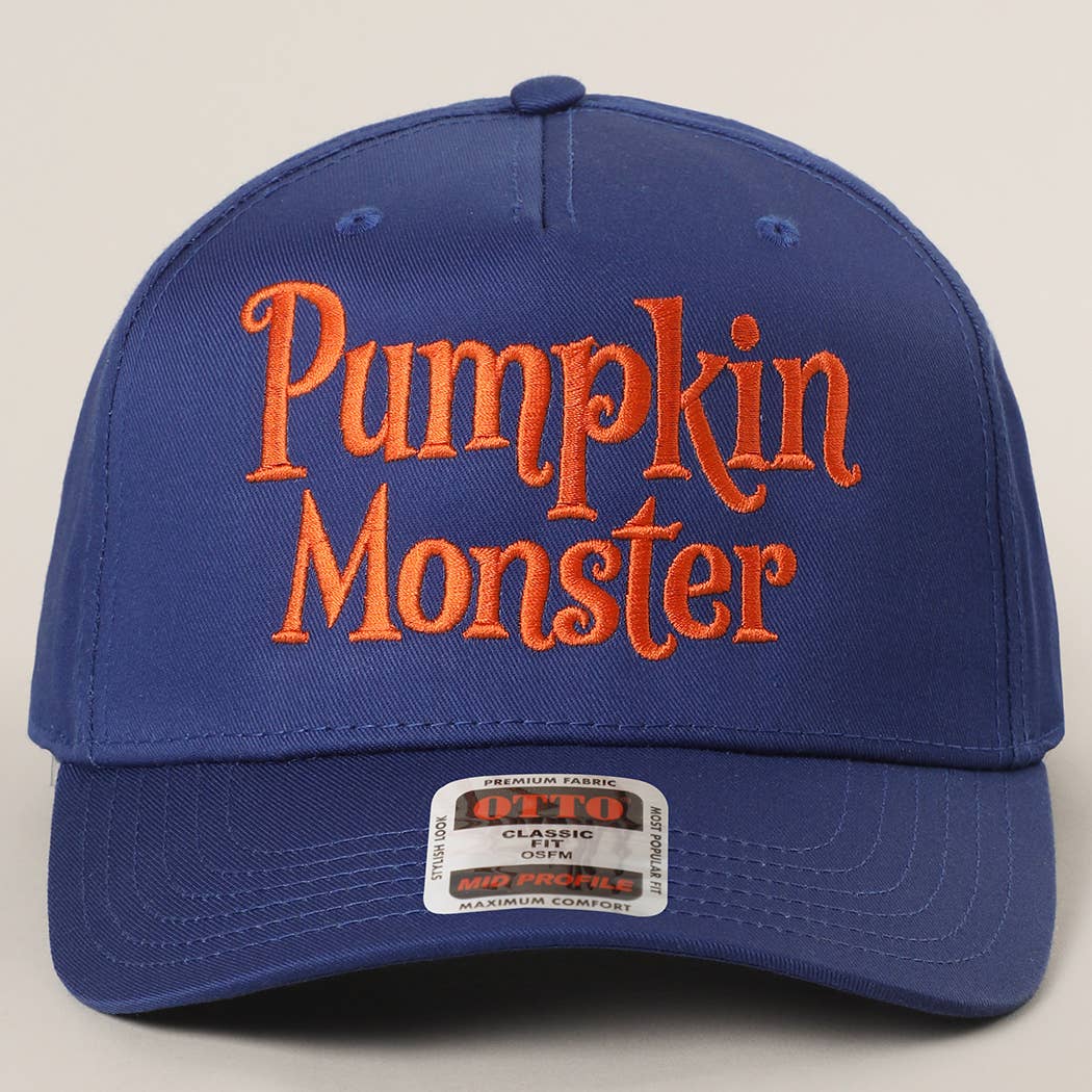 Pumpkin Monster Typography Embroidery Trucker Hat