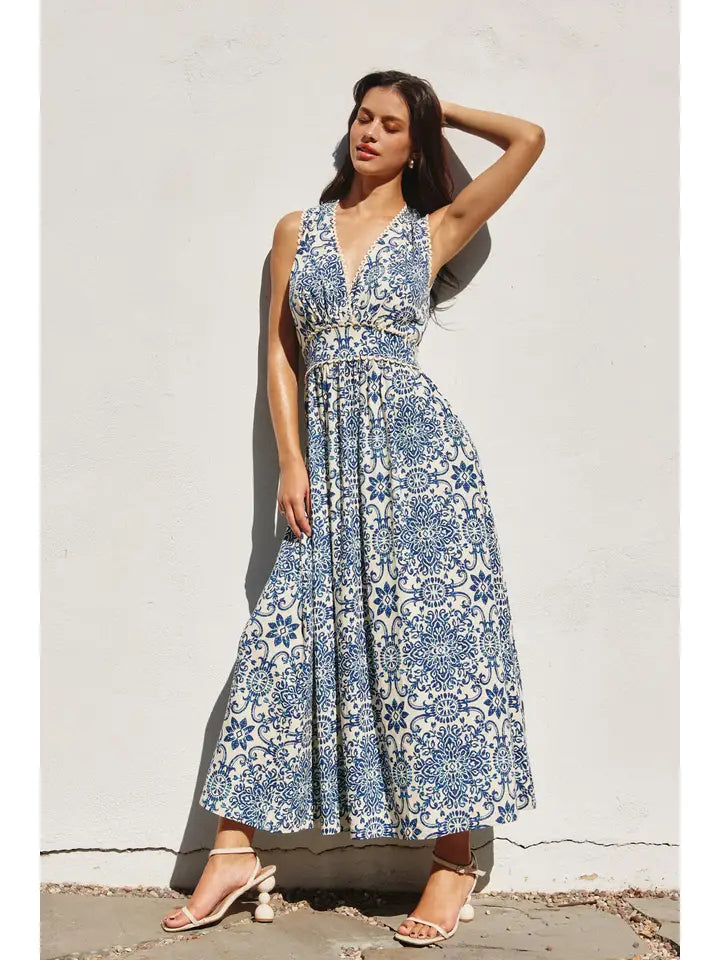 Summer in Capri Scalloped Lace Maxi Dress