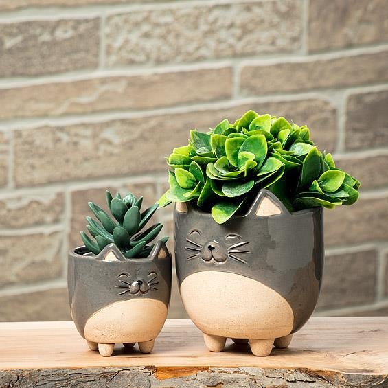 Large Cat on Legs Planter