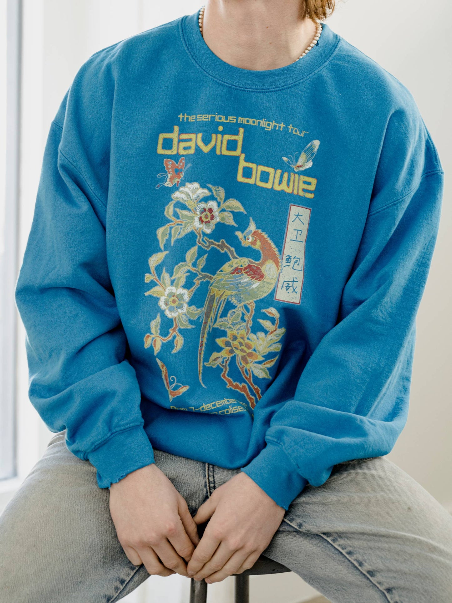 David Bowie Hong Kong Sapphire Thrifted Graphic Sweatshirt