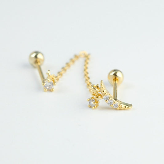 Tiny Chained Galaxy Screw Back Earring