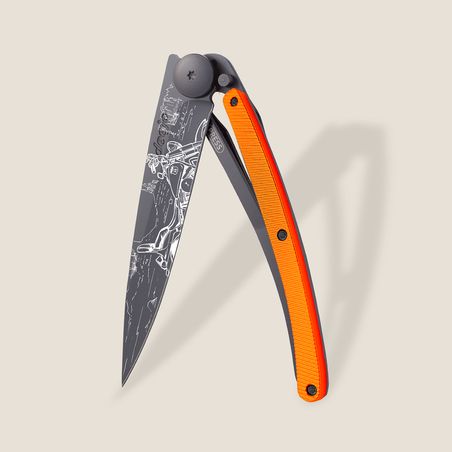 Deejo 37G Easy Rider Pocket Knife | Aluminum Orange