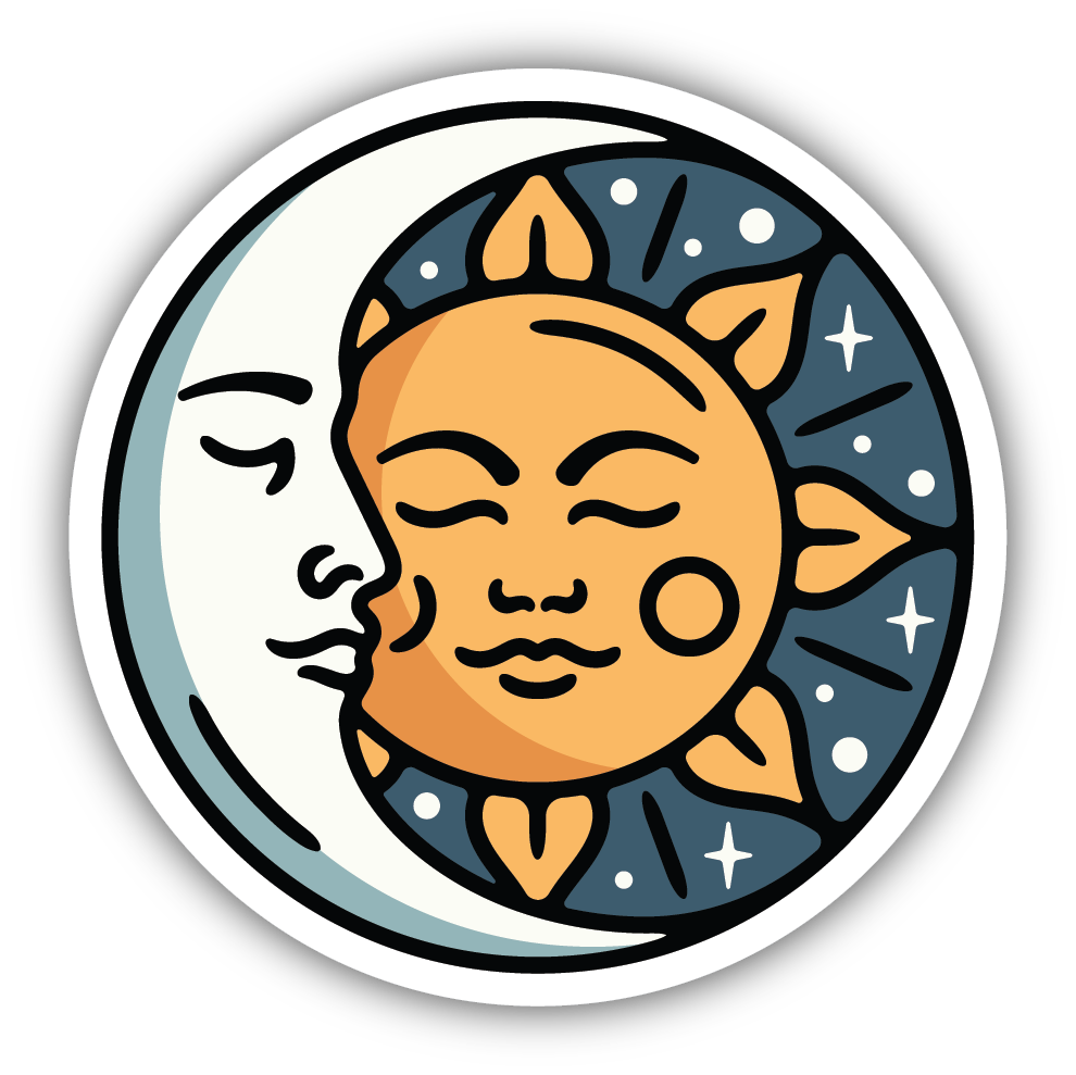 Moon And Sun Circle Sticker