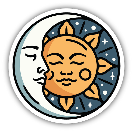 Moon And Sun Circle Sticker